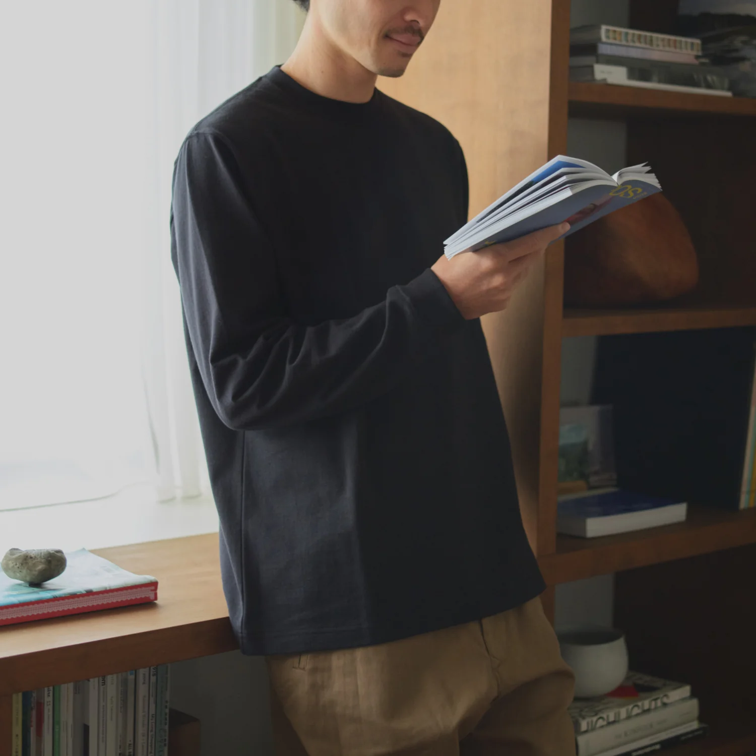 KINTO FUTO CUT AND SEW LONG SLEEVE TCO_M BLACK