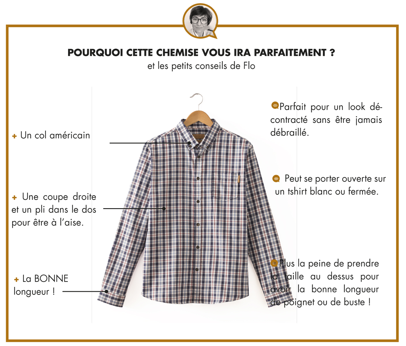 LA CHEMISE CAMPUS - CARREAUX BLEU