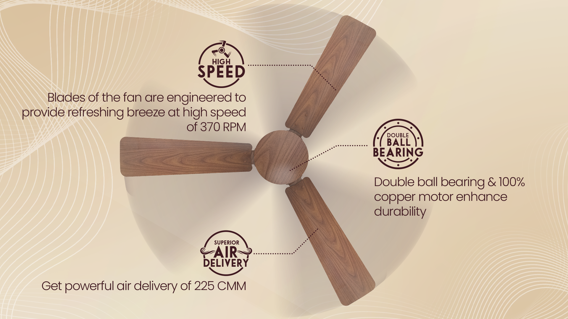 High Speed, Superior Air Delivery, Double Ball Bearing