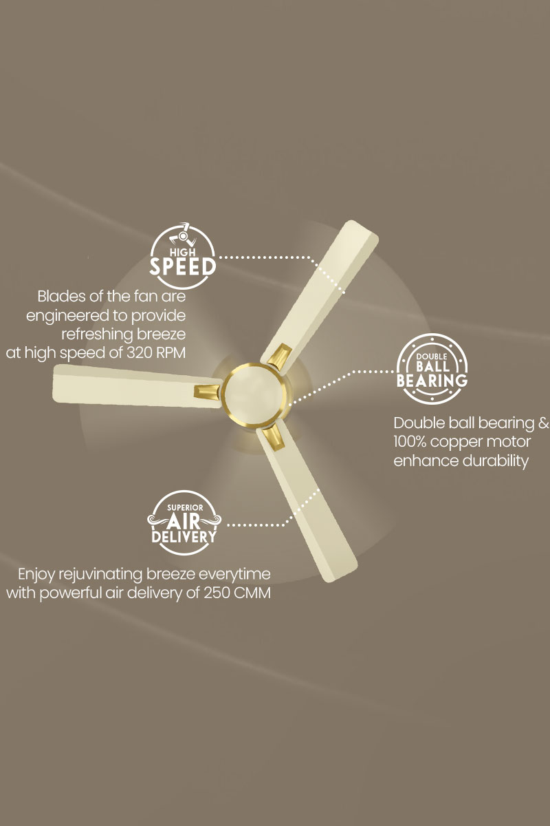 High Speed, Superior Air Delivery, Double Ball Bearing