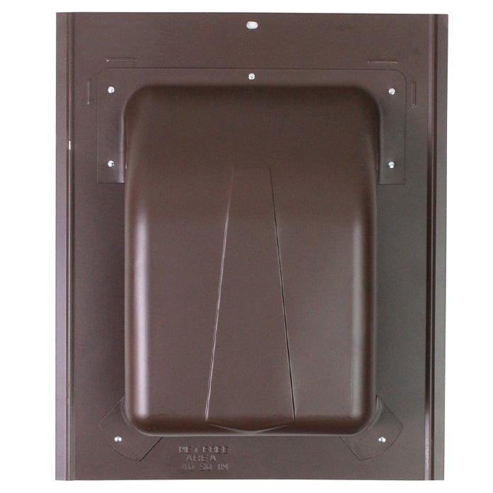 Overhead view of slant back vent showing the streamlined design against a roof.