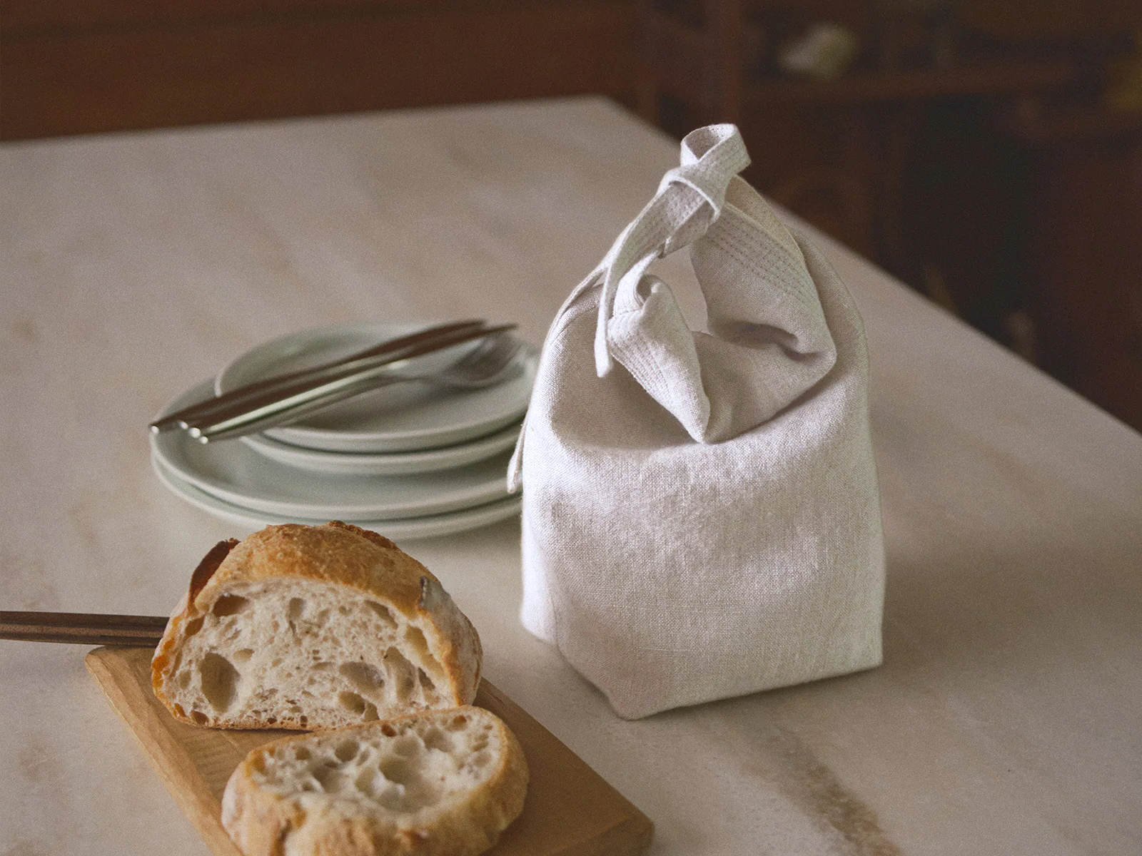 KINTO FUTO BREAD BAG ALI (110X90X240MM/4.33X3.54X9.45IN) WHITE