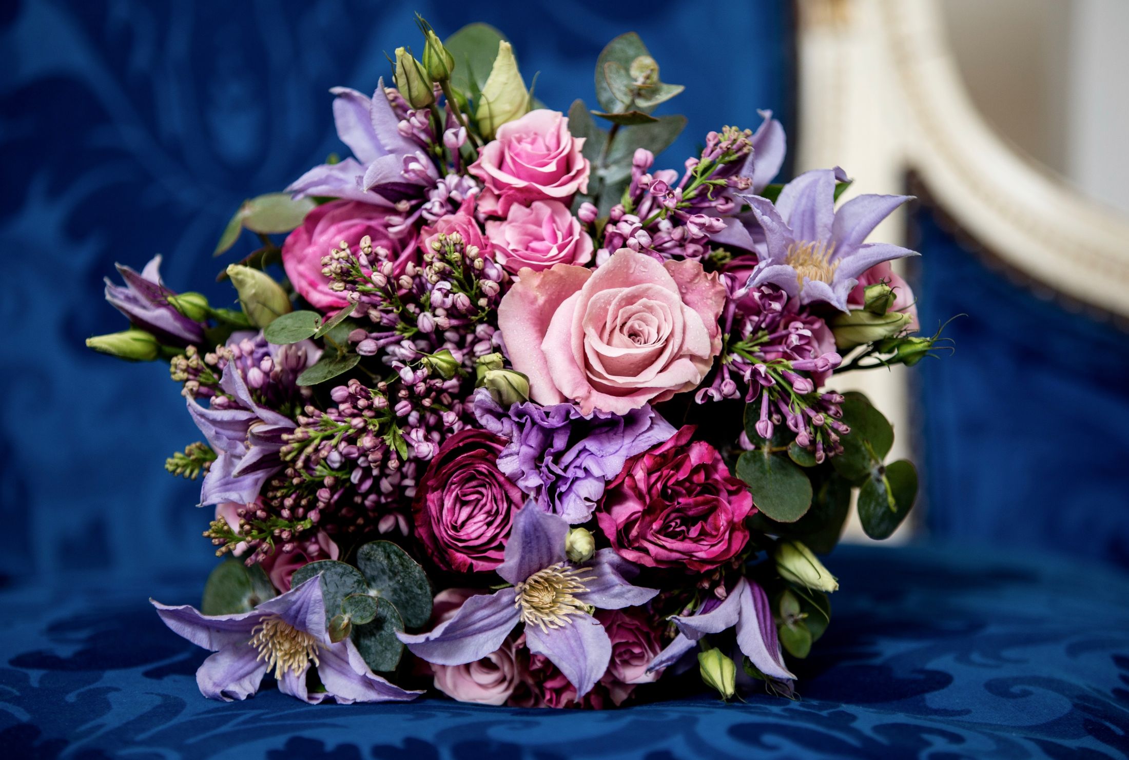 Purple and pink bridal bouquet.