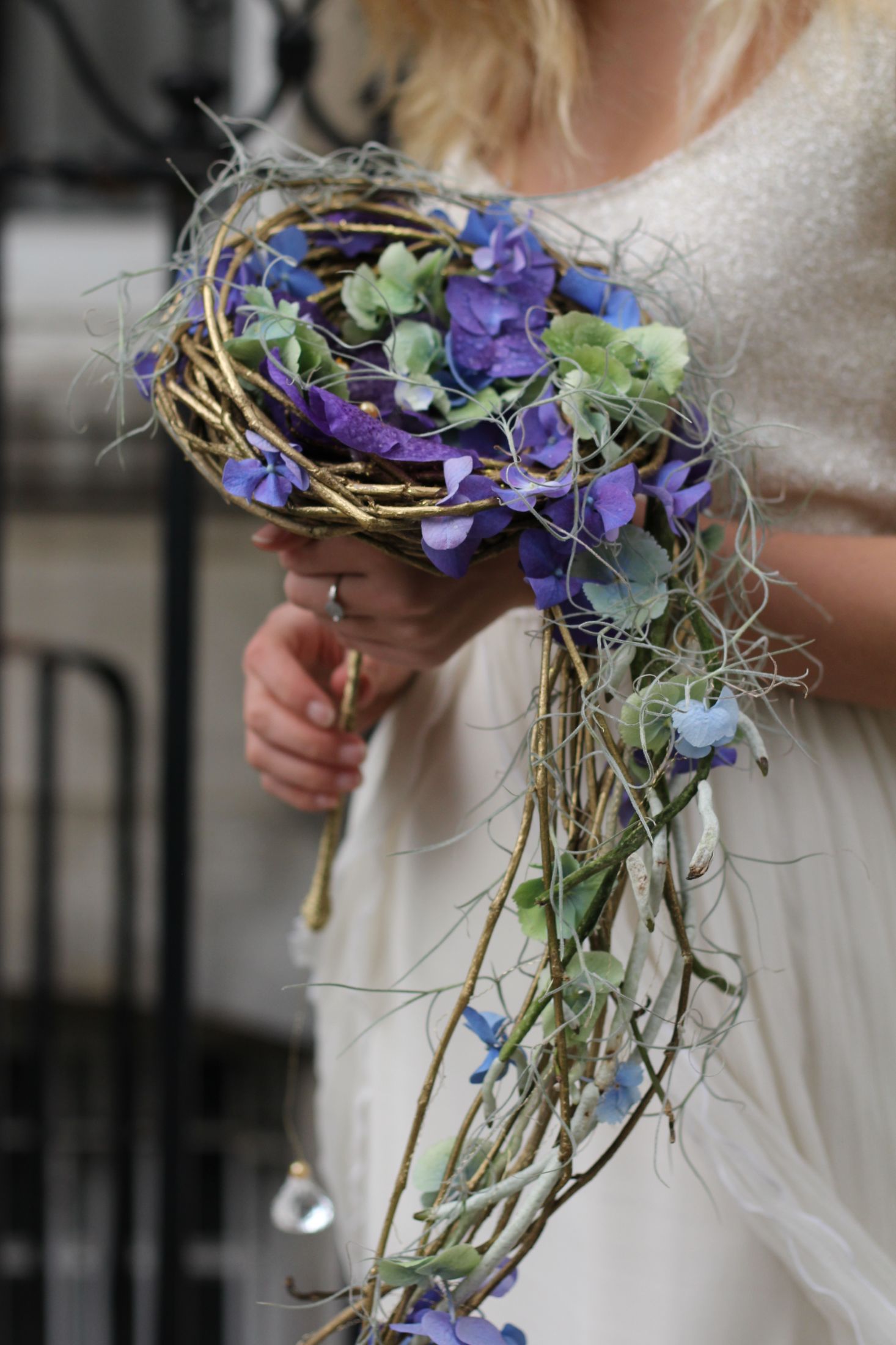 Purple wedding bouqet.