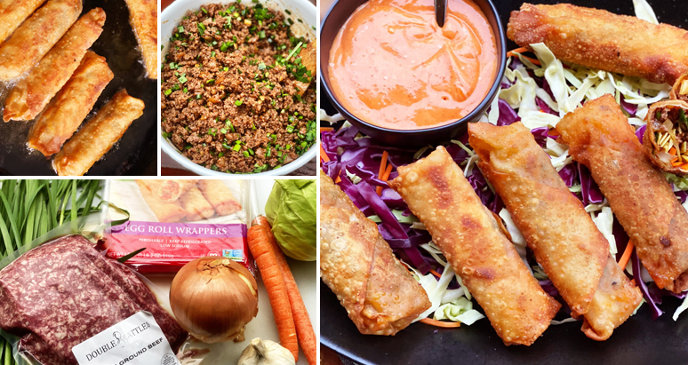 Fried Korean Egg Rolls with Wagyu Ground Beef Double 8