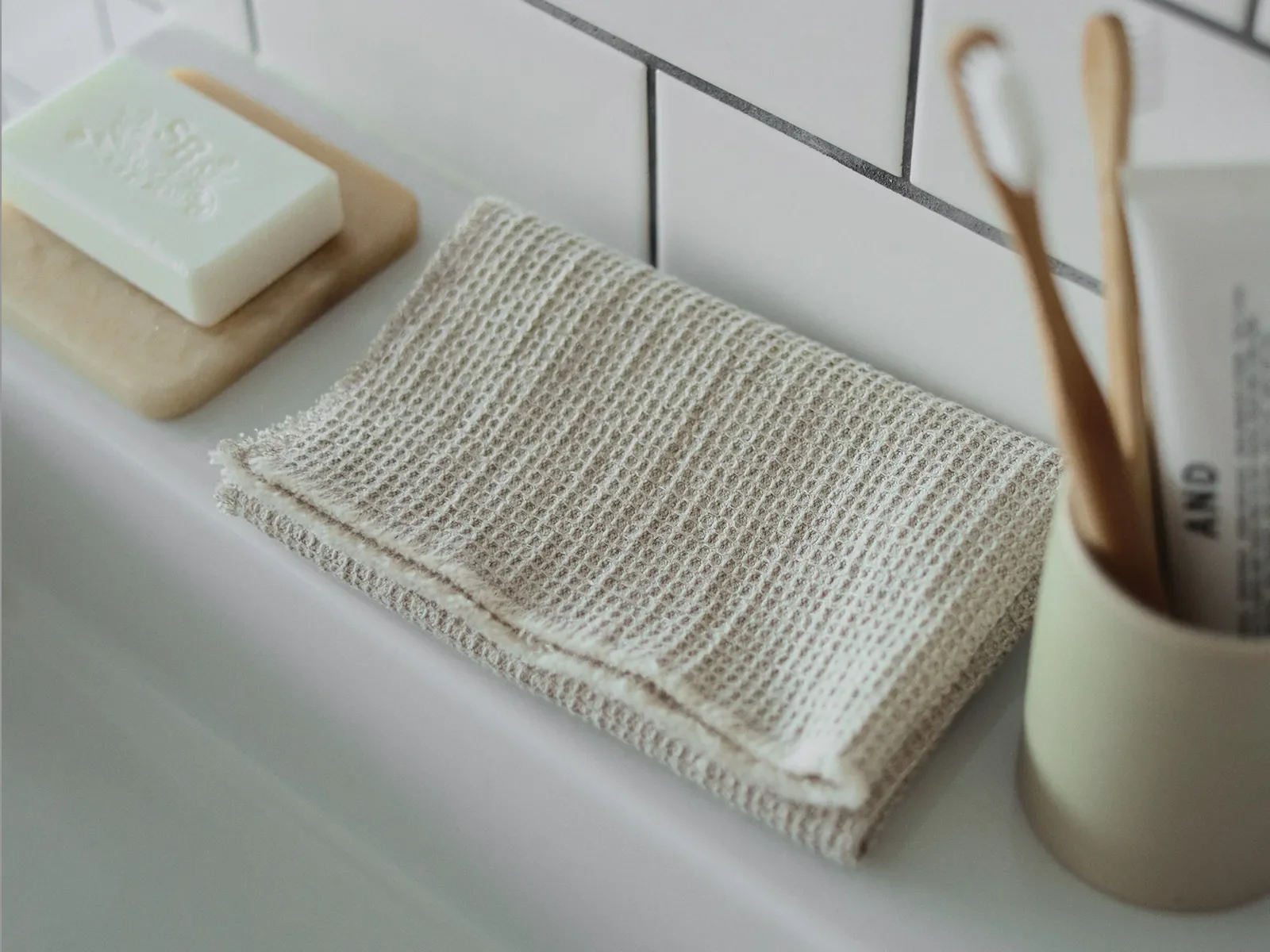 KINTO FUTO WAFFLE CLOTH WCL (360X360MM/14.4X14.4IN) NATURAL THUMBNAIL 8