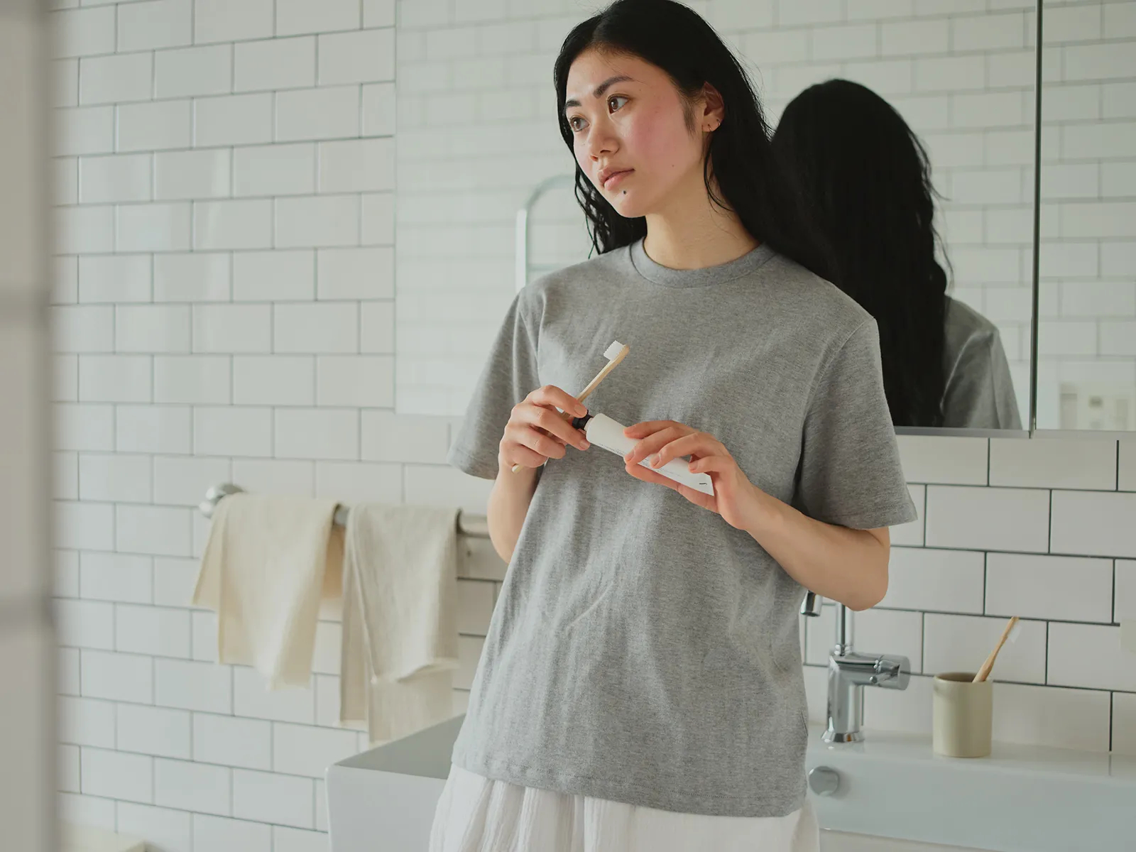 KINTO FUTO CUT AND SEW SHORT SLEEVE TCO_3 GREY MELANGE THUMBNAIL 12