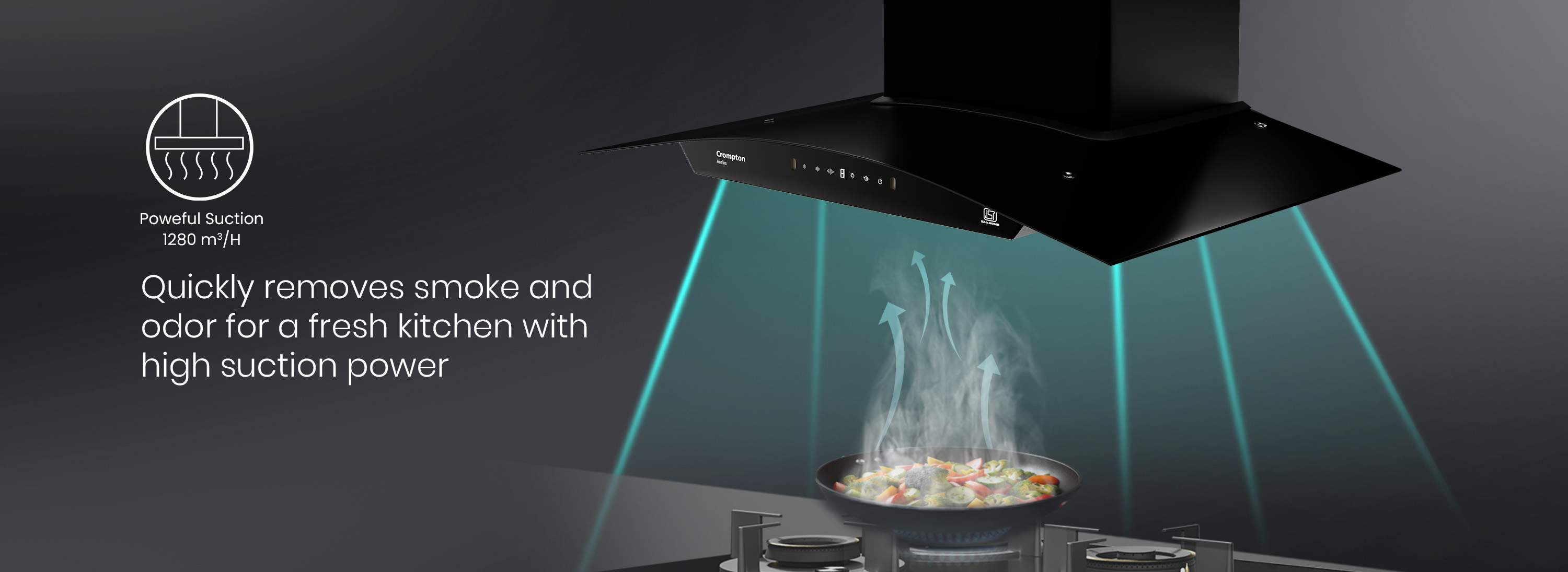 Quickly Removes Smoke and Odor For a Fresh Kitchen With High Suction Power