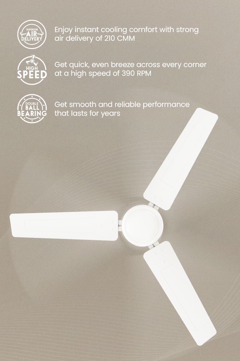 High Speed, Superior Air Delivery, Double Ball Bearing