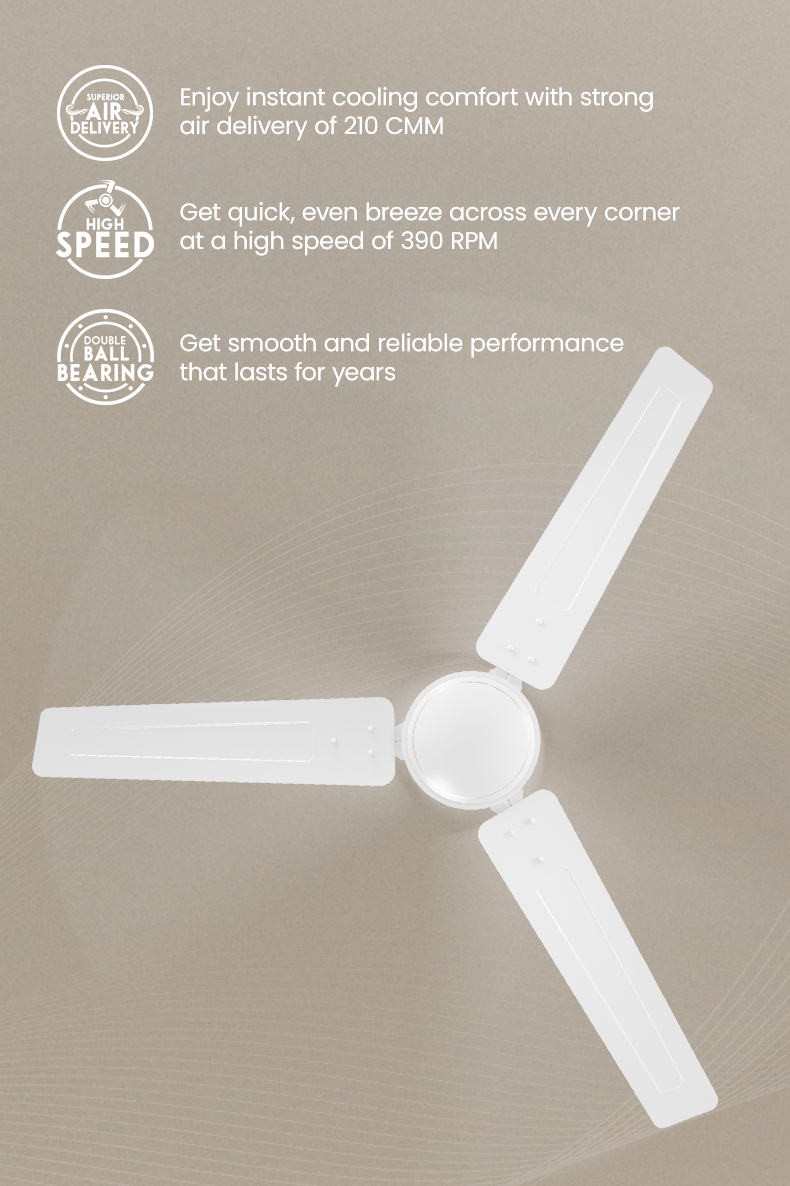 High Speed, Superior Air Delivery, Double Ball Bearing