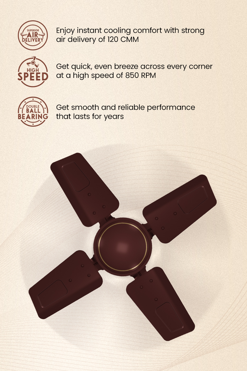 High Speed, Superior Air Delivery, Double Ball Bearing