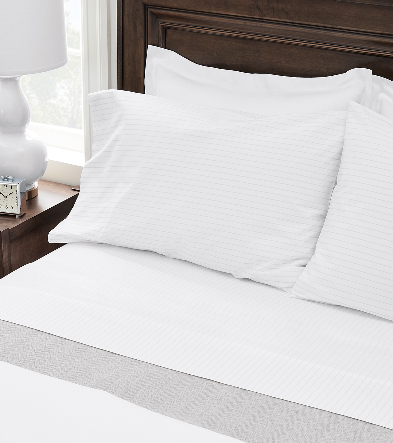 White Percale Sheet Set on bed