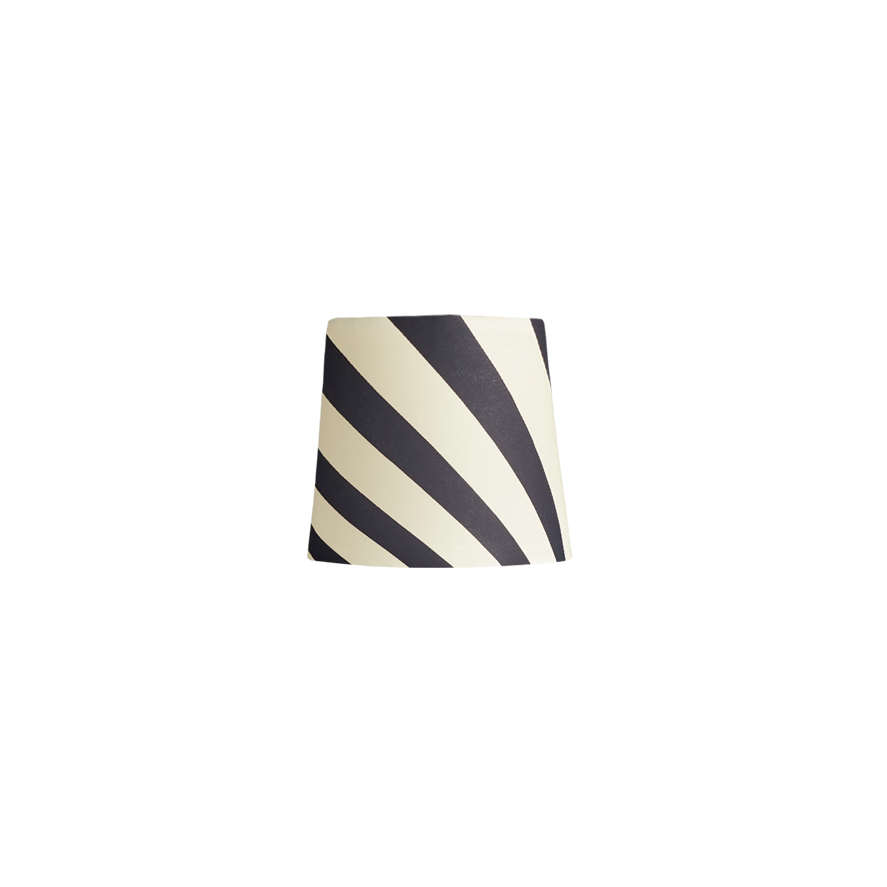 KI-no × koti BEAUTY Stripe Shade 5.5 inch tall tapered clip on shade in jet stripes hand