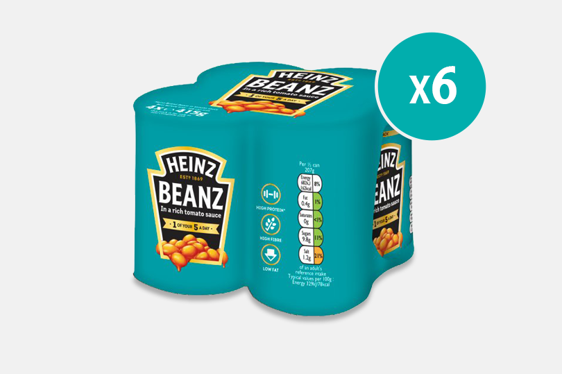 Photograph of 6 x 4 pack of 415g Heinz Beanz product