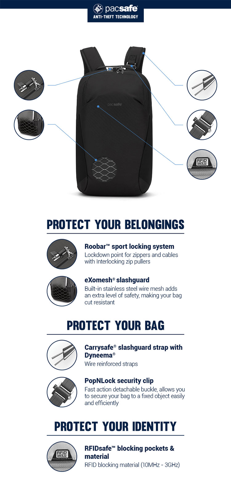 Pacsafe® V 20L anti-theft backpack
