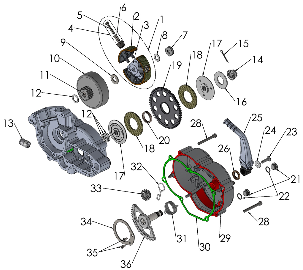 ENGINE CLUTCH AND KICK LEVER