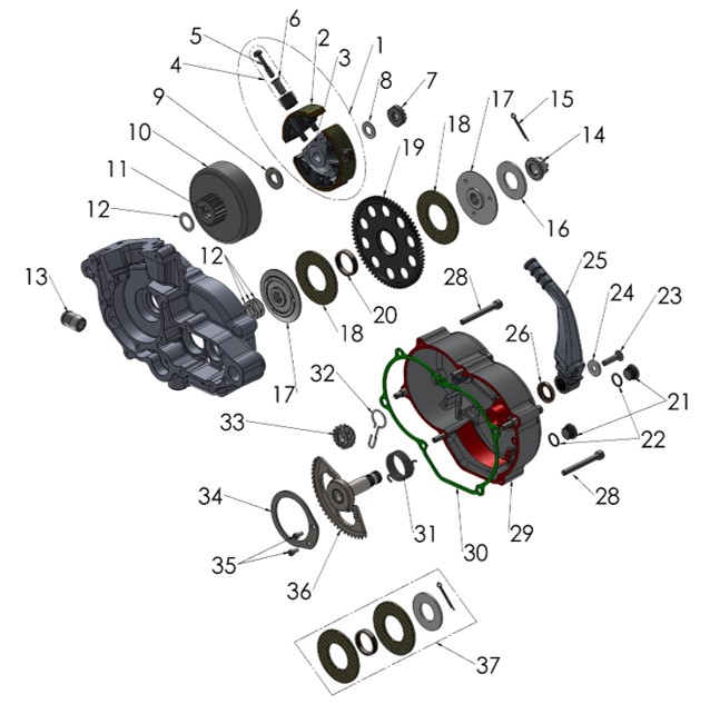ENGINE CLUTCH AND KICK LEVER