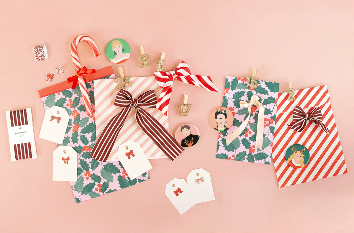 Pochettes et stickers pour faire un calendrier de l'Avent soi-même