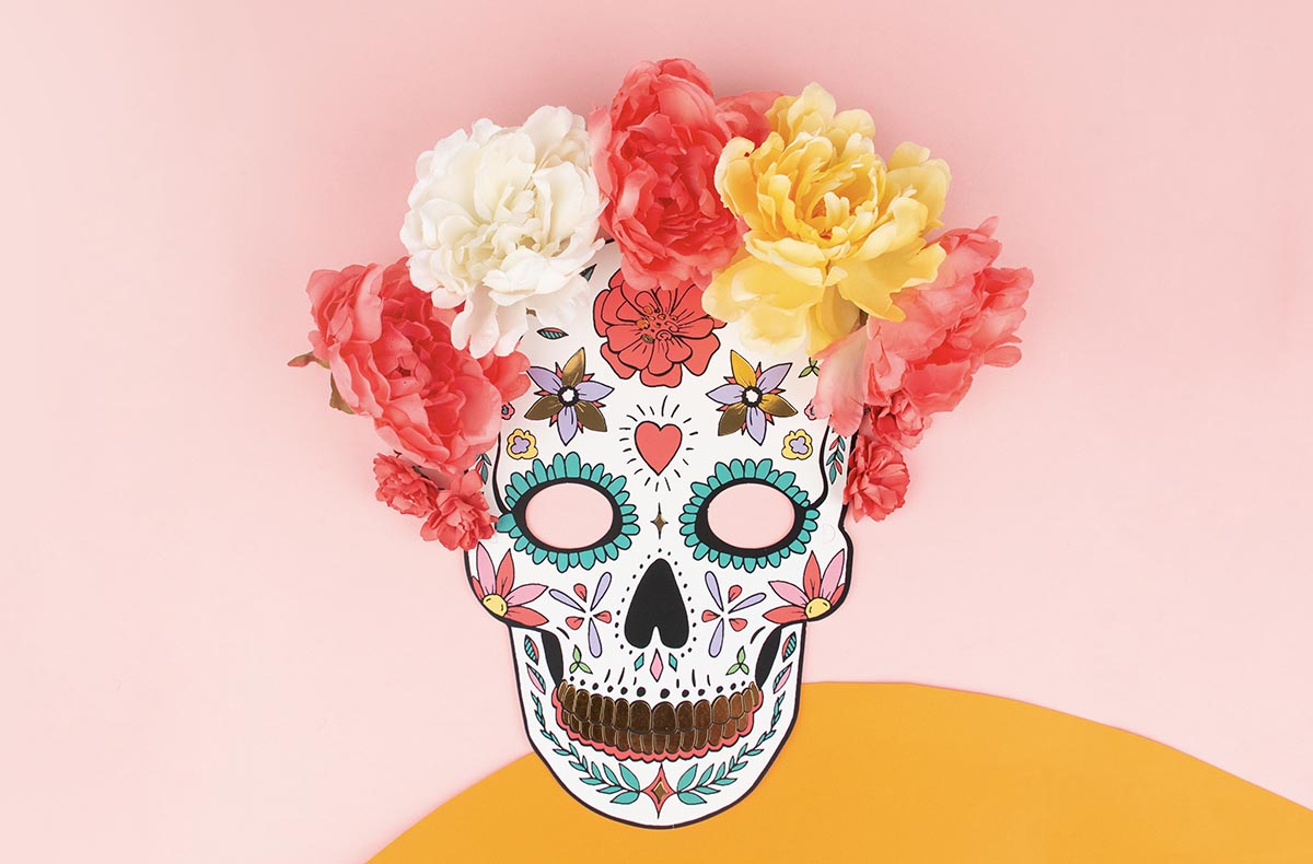 Decoración del día de los muertos para una fiesta mexicana de Halloween