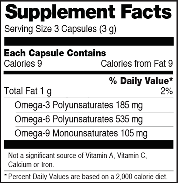 Gélules d’huile de chanvre, paquet de 2 Nutrition label