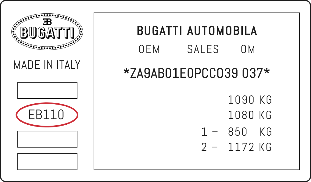 Color code image for Bugatti