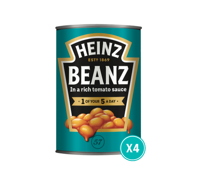 Photograph of 4 x 415g Heinz Beanz product