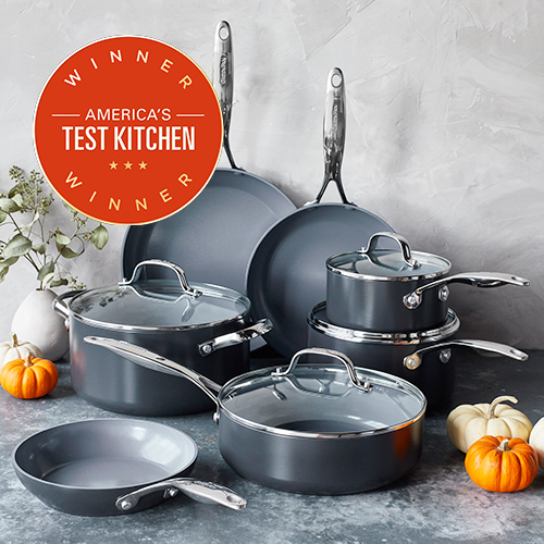 GP5 Colors Ceramic Nonstick 11-Piece Cookware Set with Mirror Handles ...