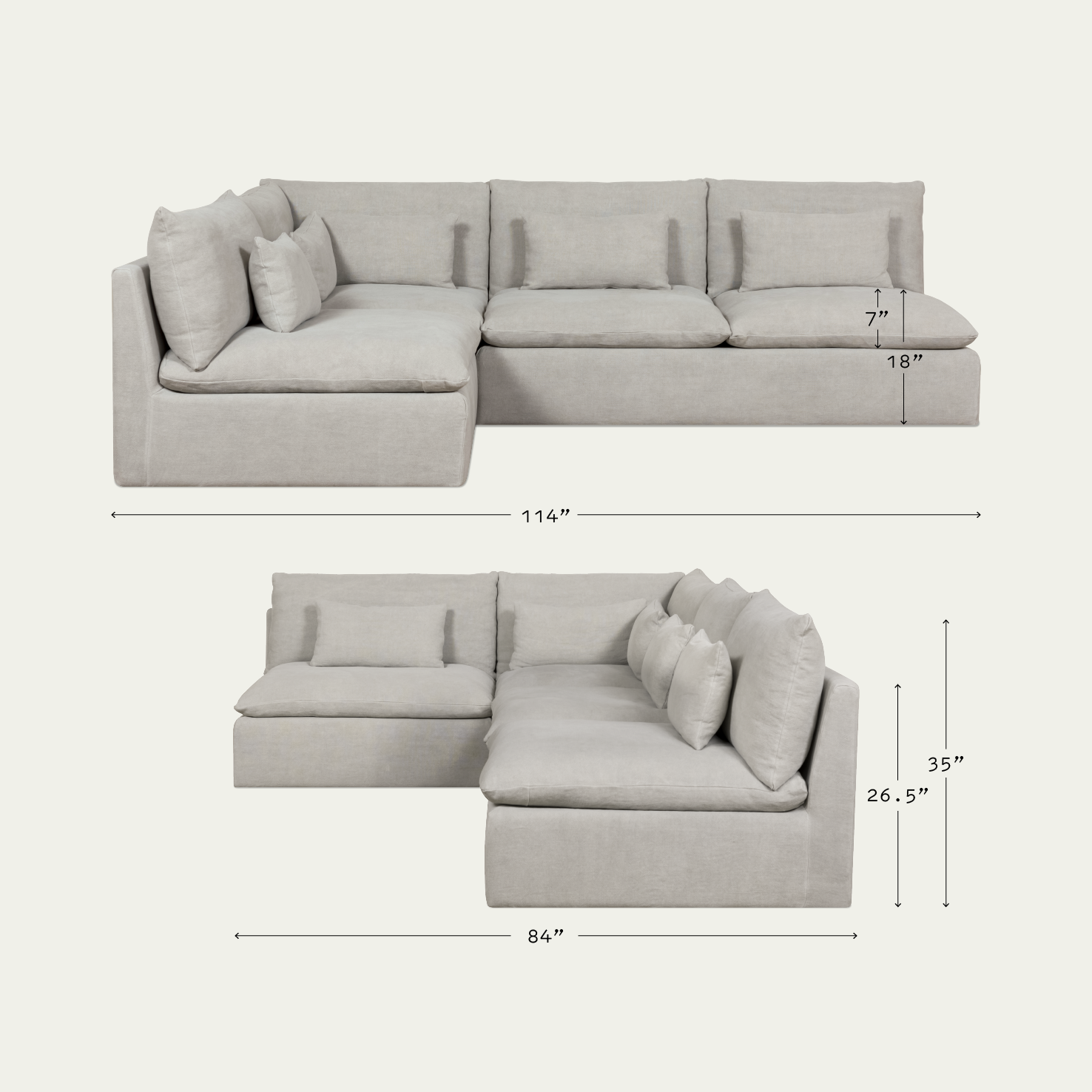 Aria Short LShape Sectional Deep Modular Sofas Sixpenny