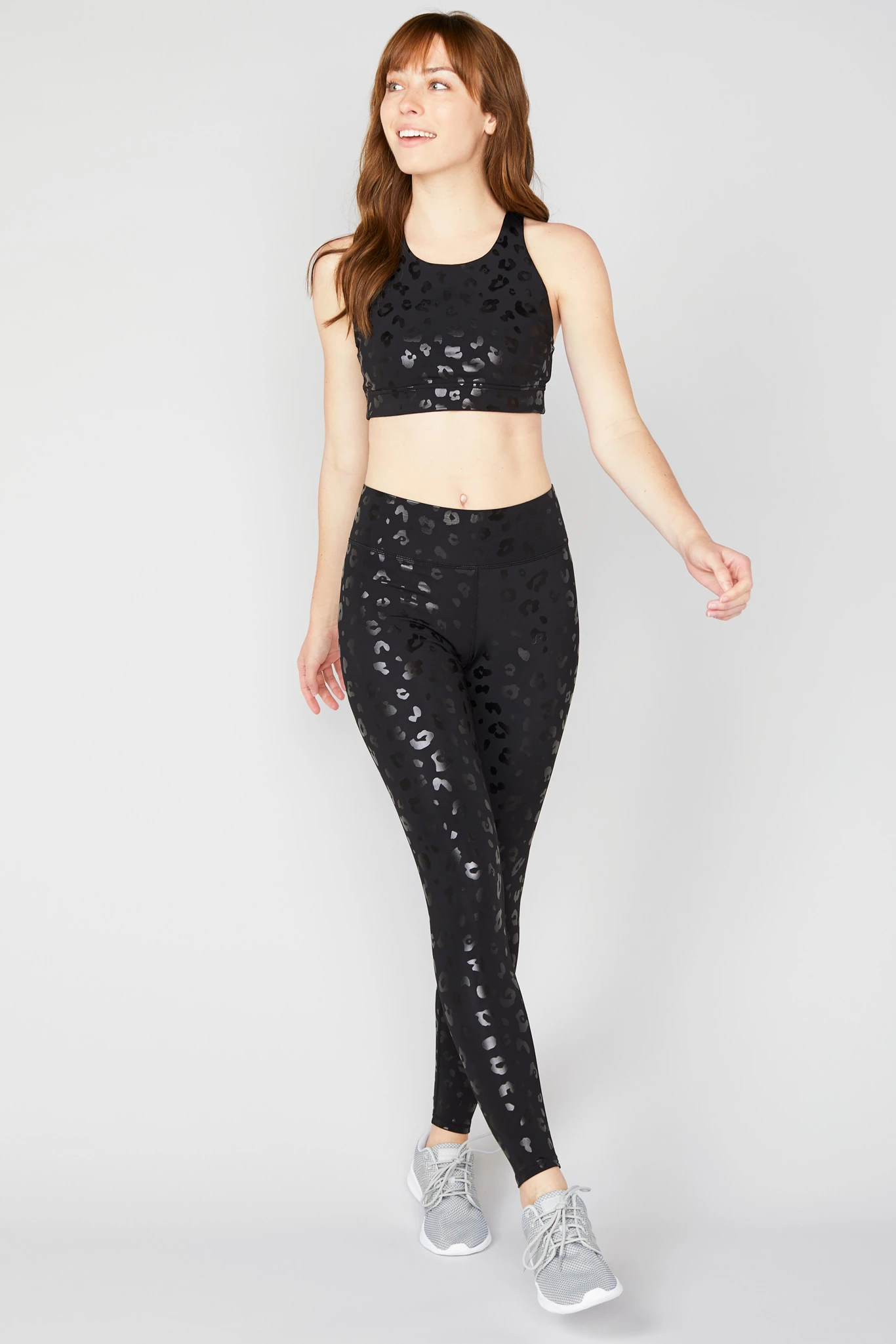 Black Cropped Leggings with Butterfly Foil Stud - Apples & Pears