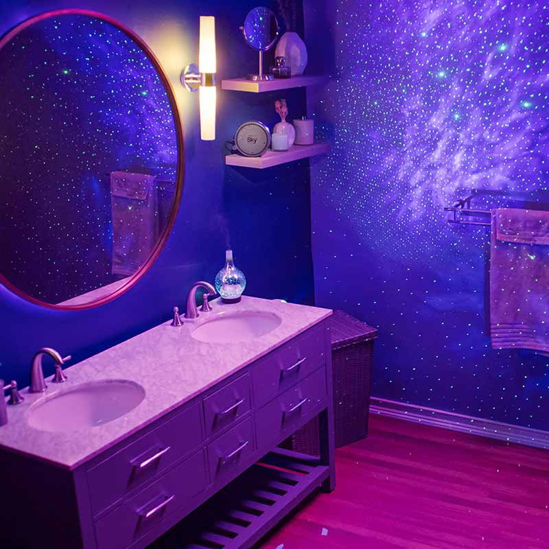 bathroom with galaxy lights