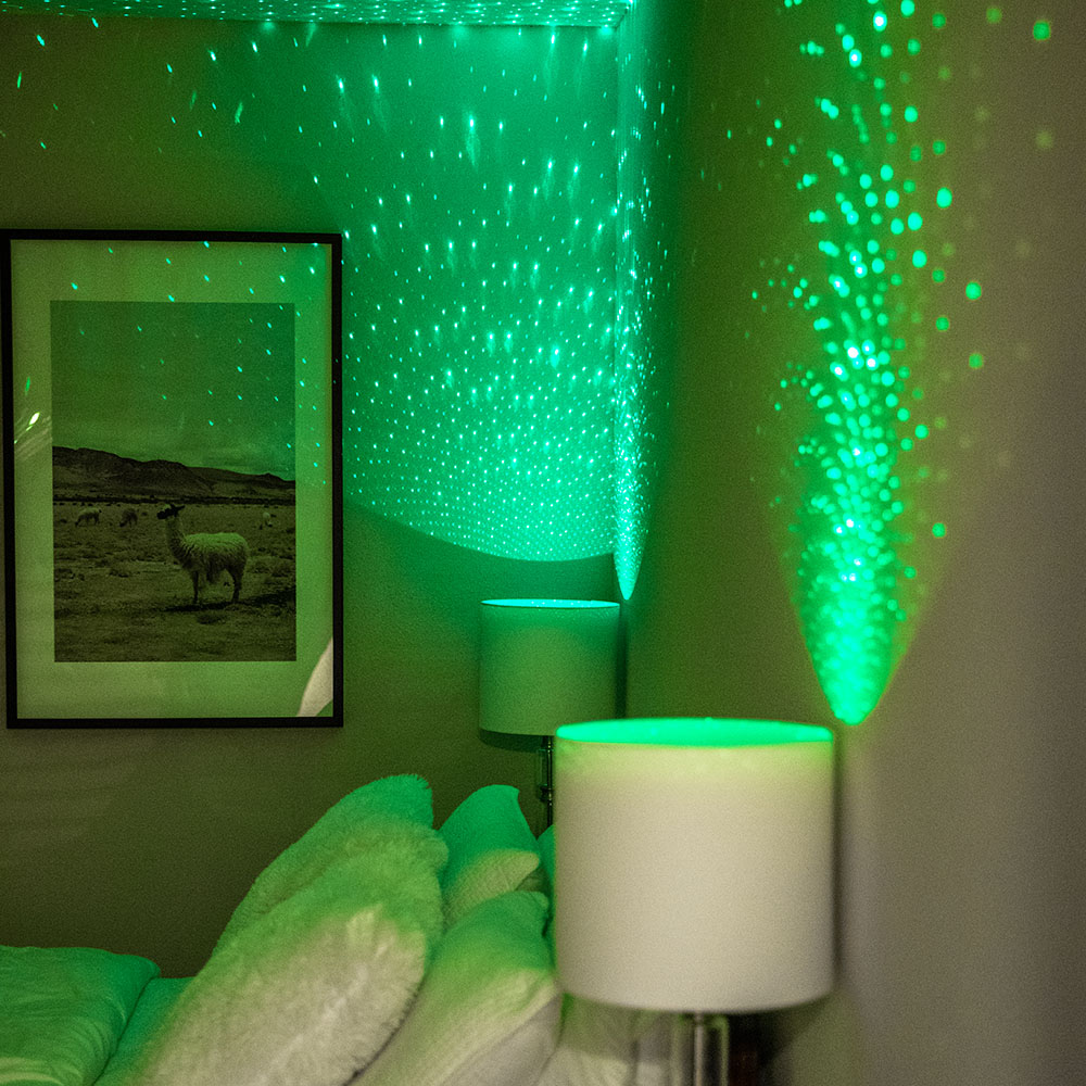 green blissbulbs in bedroom