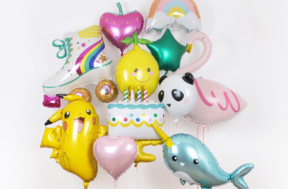 Mylar balloons of all shapes for birthday and party decoration