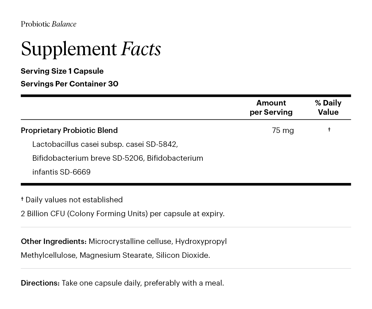 Probiotic Supplement Facts