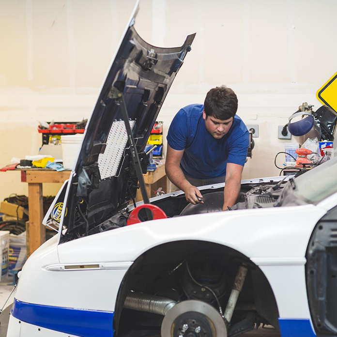Maxx Air low profile drum fans are great for cooling areas where space is limited, like an auto shop bay.
