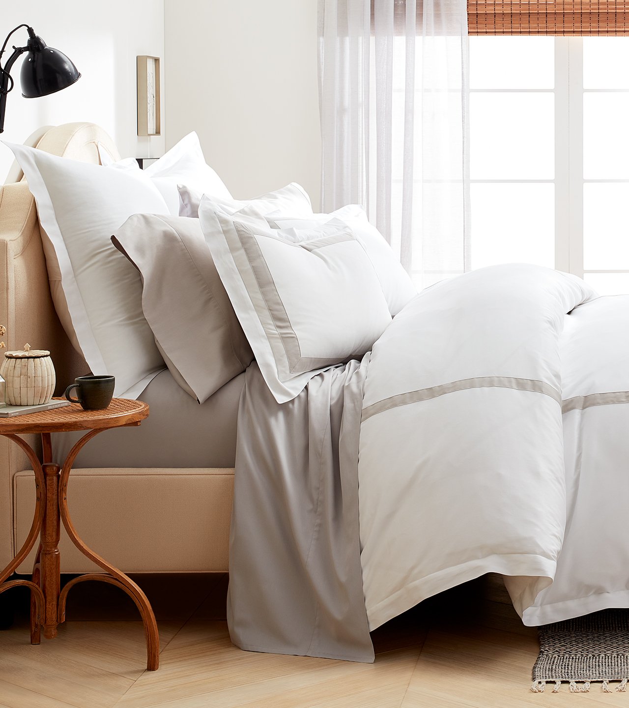White/Pewter Banded Sham