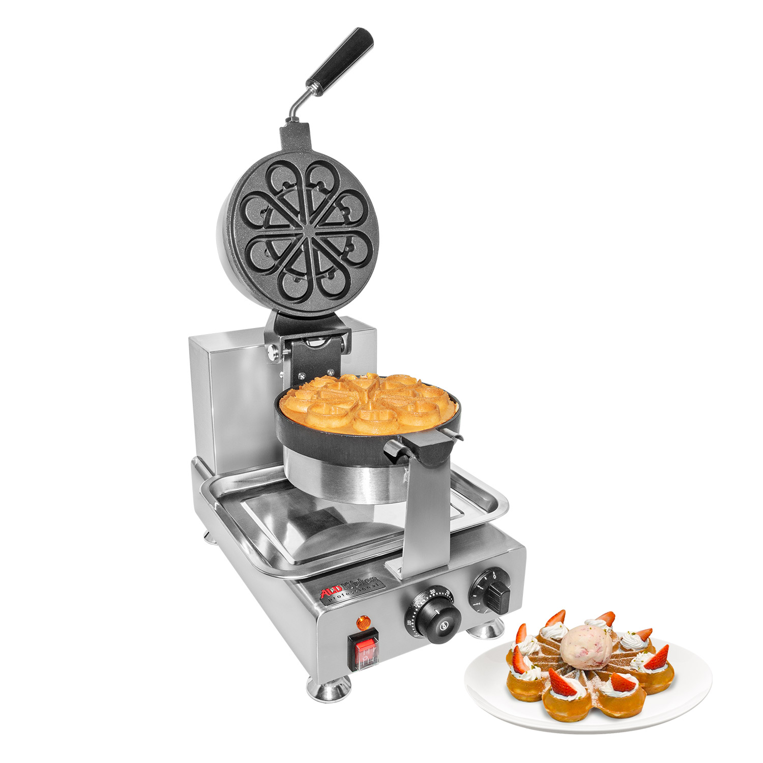 ALDKitchen Rotating Waffle Maker Flower Petals Shape Waffles Elect