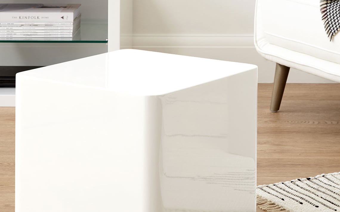 pebble white gloss side tables