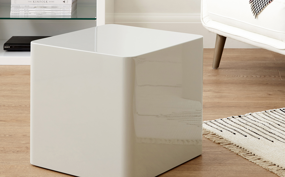 Dice Dove Grey Gloss Side Tables