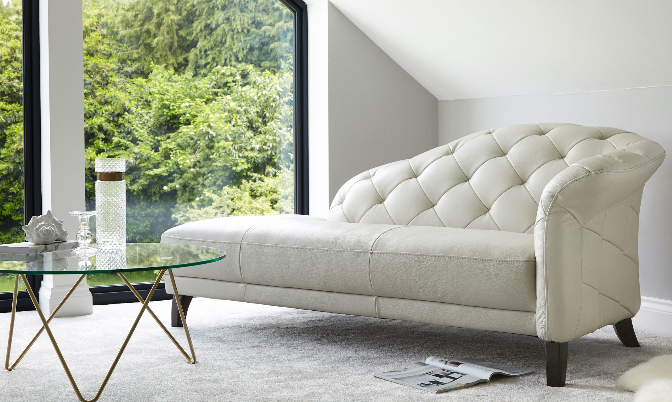 Luxe Modern Leather Chaise Lounge Right Handing UK