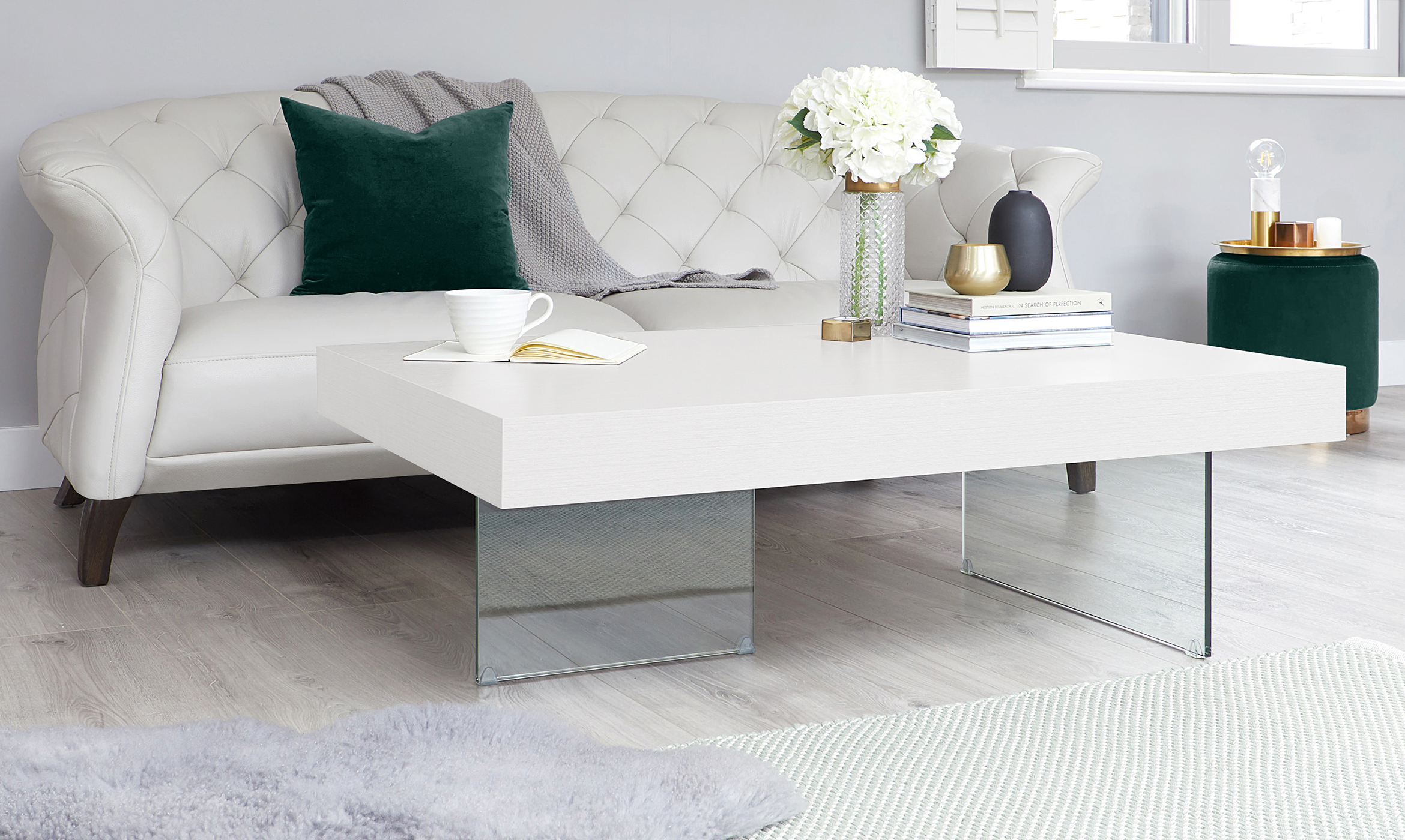 Aria Large White Wood Effect Laminate Coffee Table Danetti