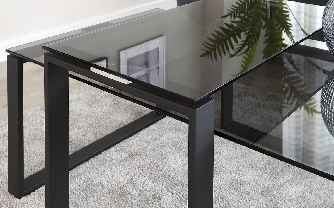 Tiva Smoked Glass Coffee Table Set