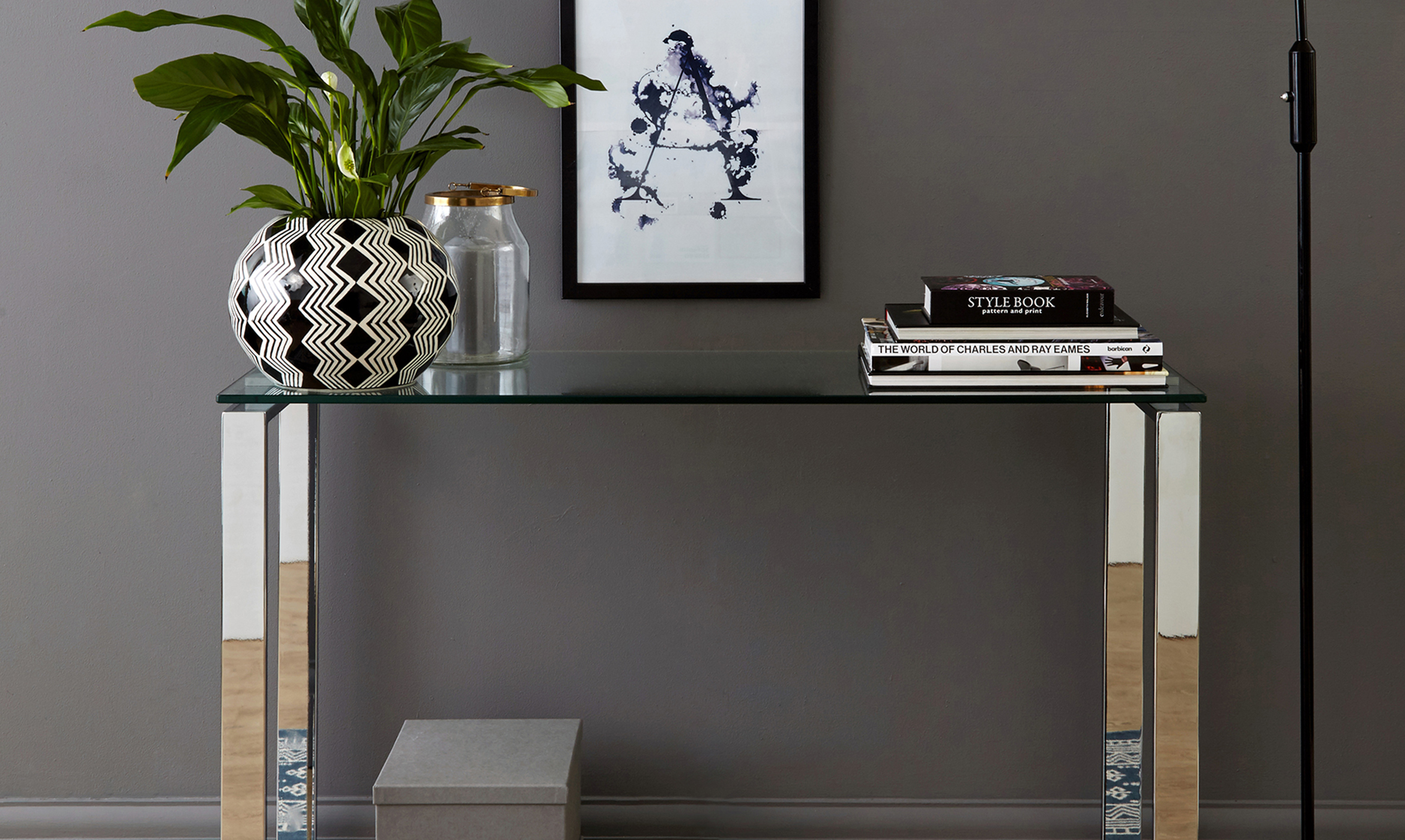 tiva chrome and glass console table danetti