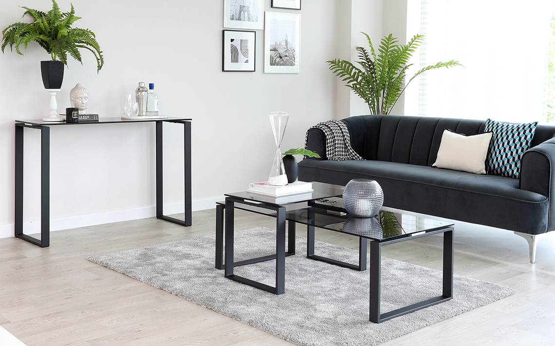 Tiva Smoked Glass Console Table by