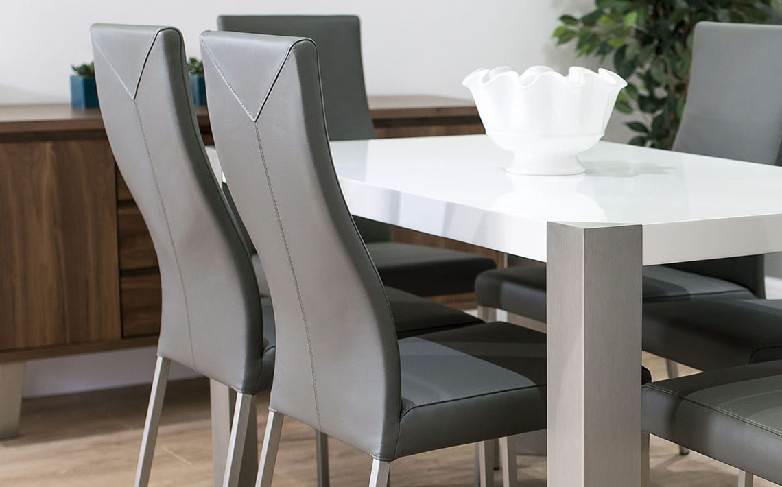Real Leather Dining Chairs Modern, Grey Real Leather Dining Room Chairs