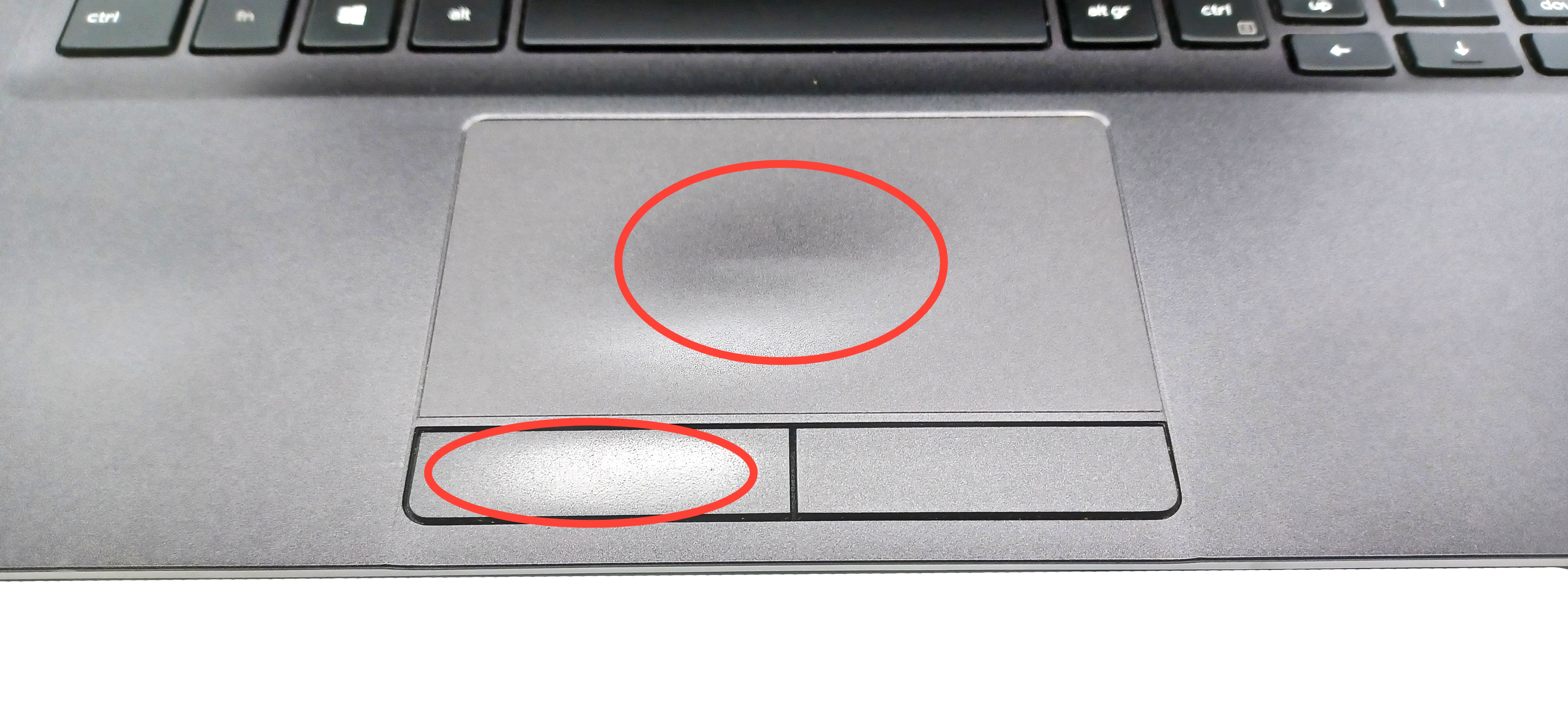 Worn/Shiny touchpad, left mouse button and left side of palm rest
