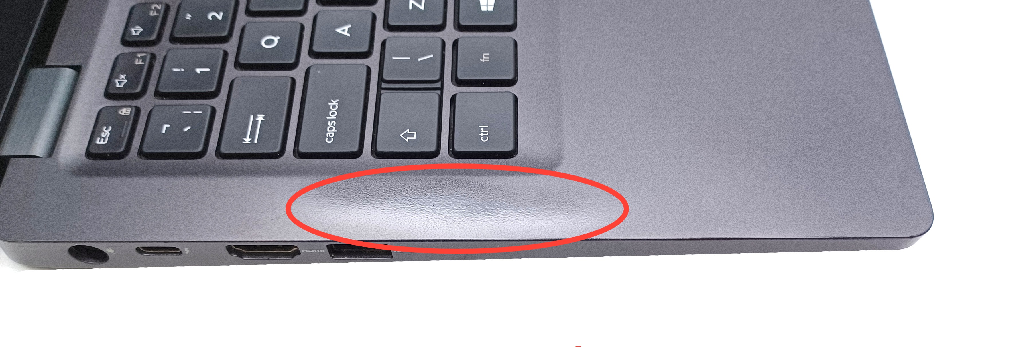 Worn/Shiny touchpad, left mouse button and left side of palm rest