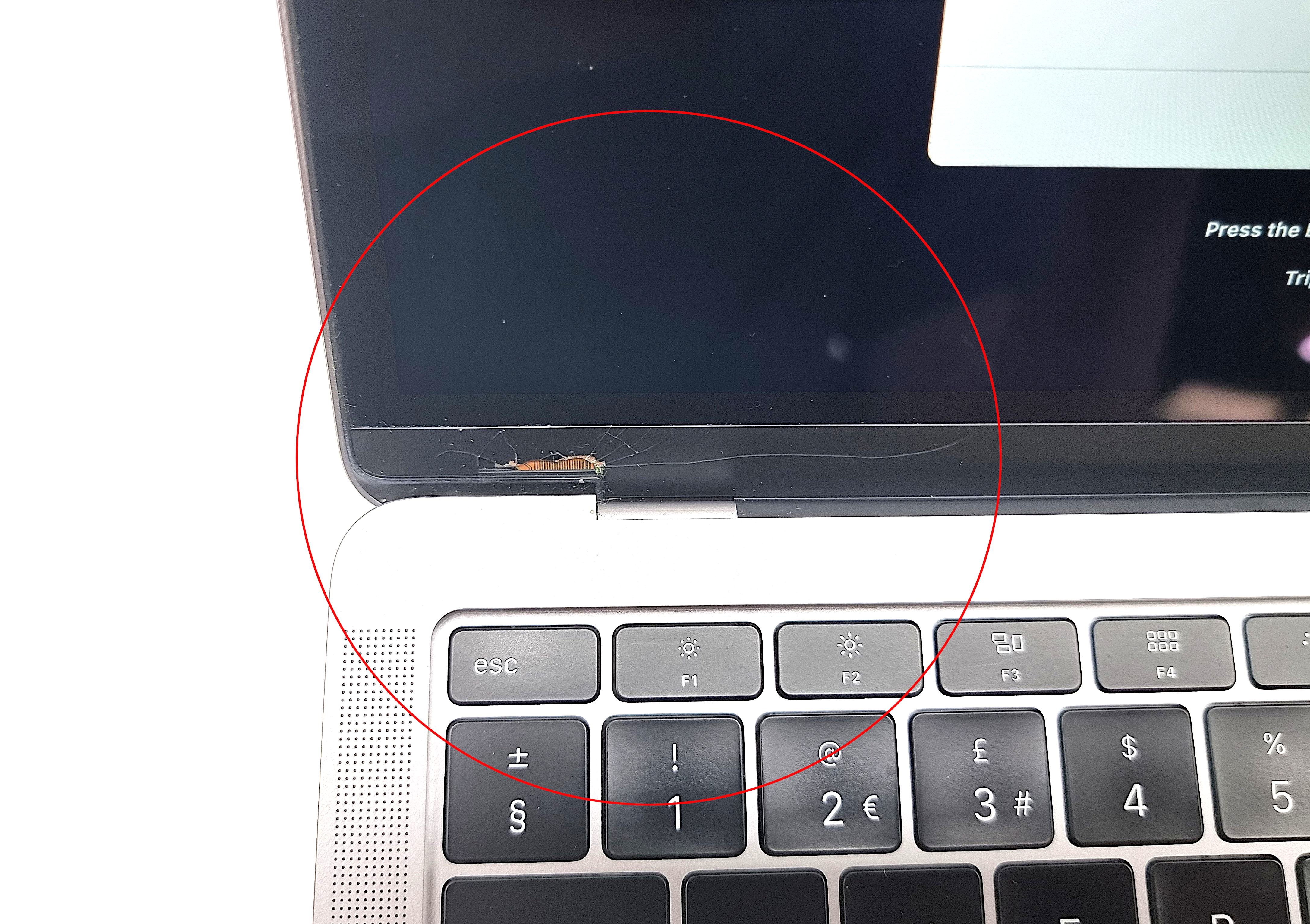 Device #1 - Fairly large crack on the bottom left of the bezel