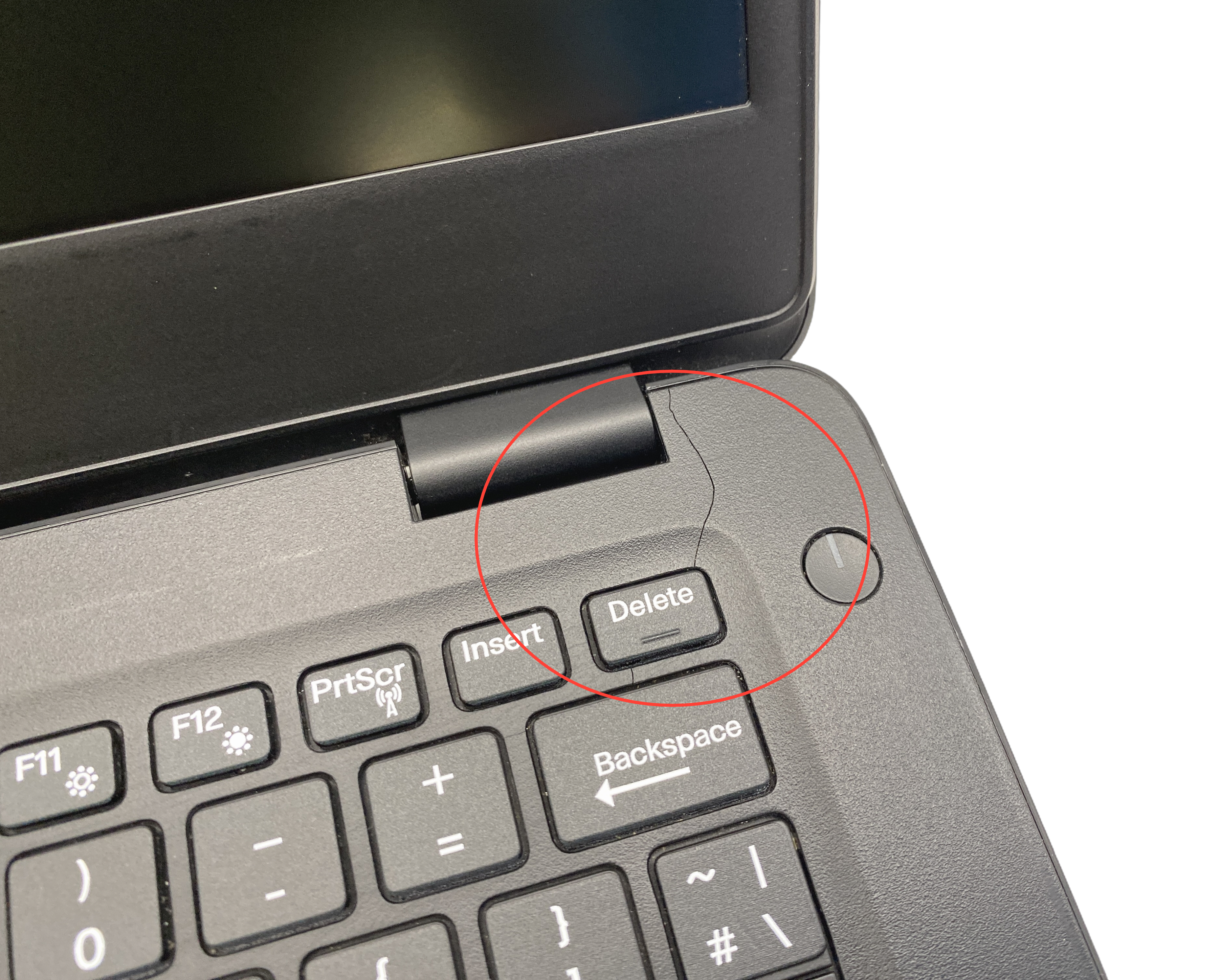 Device #1 - Crack in chassis near power button