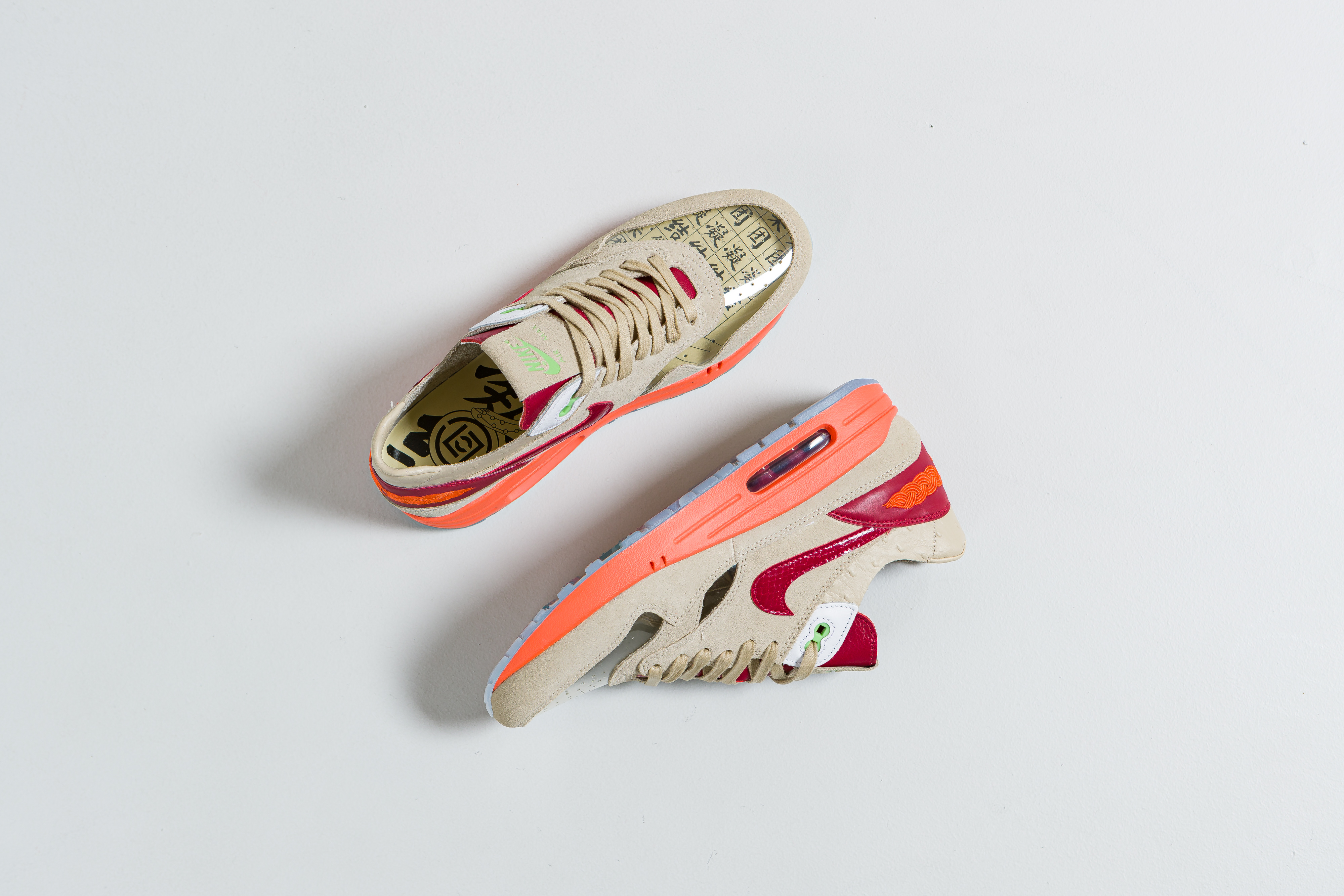 Up There Launches - Air Max 1 x Clot - Net/Deep Red-Orange Blaze 'Kiss Of Death'