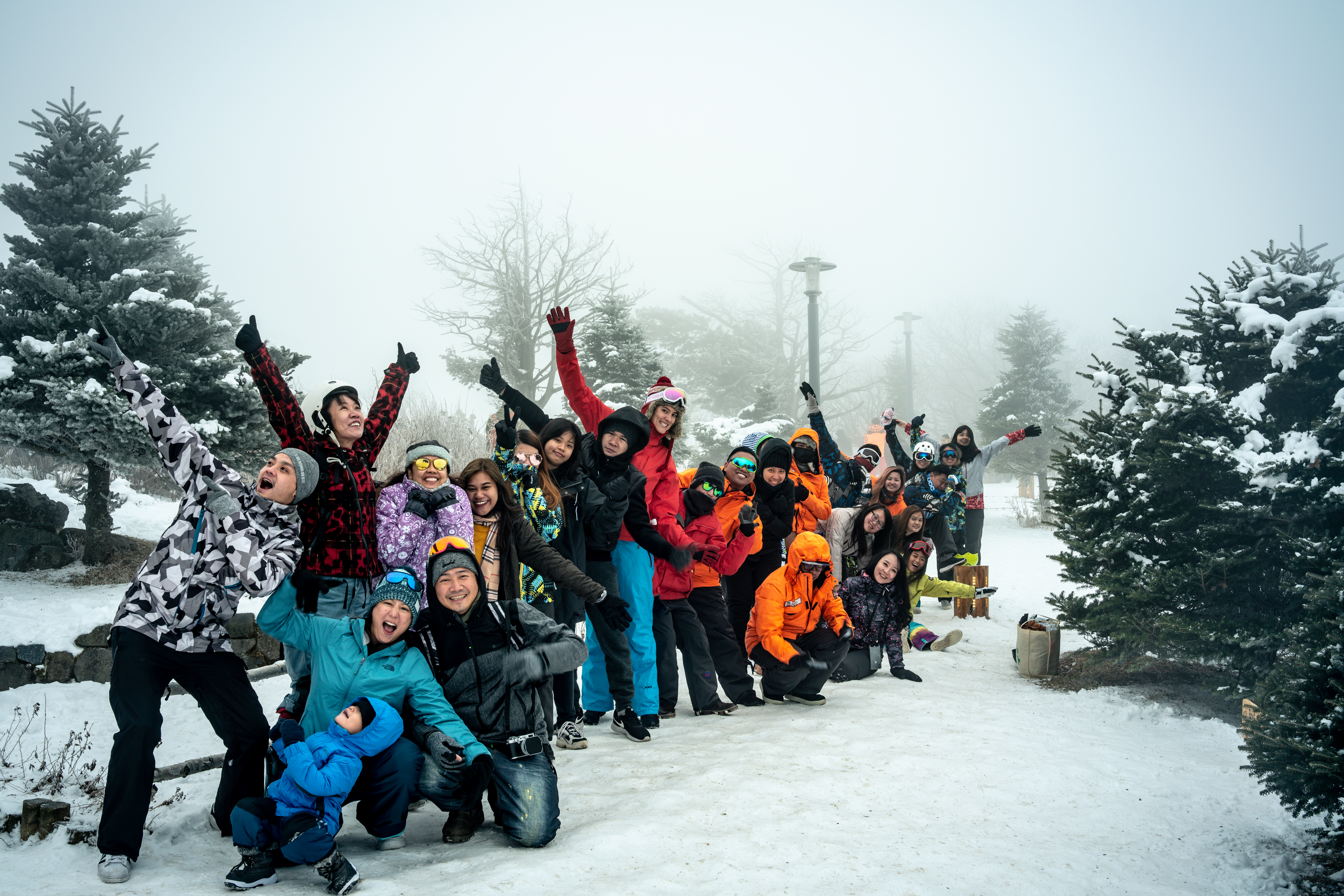 The dynamic Wolf team now includes 25 members who (except for 2020) head overseas on holiday together every year. This shot was taken in 2019 on a skiing trip to Korea. Photo © Milton c/o Wolf. 